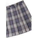 Casual Women's Skirt Plaid Tartan Print High Rise Pleated Detailed Mini A-Line Skirt