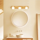 Dome Frosted White Glass Vanity Lamp Minimalist Wood Wall Mounted Lighting for Washroom