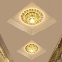 Yellow Crystal Flower Flush Mount Lamp Modernism Led Surface Mount Ceiling Light for Foyer