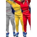Leisure Girls Set Solid Color Long Sleeve Stand Collar Zip Up Fit Crop Sweatshirt & Sweatpants Set