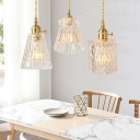 Clear Glass Shaded Hanging Lamp Vintage Style Single-Bulb Restaurant Lighting Pendant