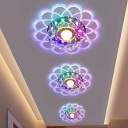 Clear Scalloped LED Ceiling Lighting Modernist Crystal Flush Mount Spotlight for Aisle