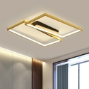 Rectangle Bedroom Flush Mount Led Light Metallic Minimalist Flush Ceiling Light in Gold