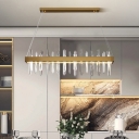 Gold Finish Linear LED Island Light Simplicity Crystal Rod Suspension Lighting for Restaurant