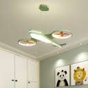 Creative Airplane LED Hanging Pendant Acrylic Kids Bedroom Chandelier with Propeller Deco