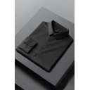 Cool Mens Shirt Plain Single Breasted Non-Iron Long Sleeve Point Collar Slim Fitted Shirt