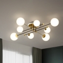Simplicity Modo LED Semi Flush Mount Acrylic Living Room Close To Ceiling Chandelier in Gold
