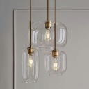 Gold Finish Jar Shaped Ceiling Pendant Light Minimalism 1 Bulb Clear Glass Drop Lamp