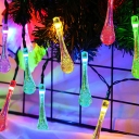 Raindrop Shape Plastic LED Fairy Lamp Artistic White Solar String Light for Courtyard