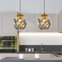 Sphere Bedroom LED Ceiling Light Glass Single-Bulb Post-Modern Hanging Pendant Light in Gold