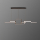 Black Linear LED Island Lighting Artistic Acrylic Hanging Light with Great Wall Design