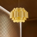 South-East Asia Lotus Hanging Lamp Bamboo 1 Bulb Restaurant Ceiling Pendant in Wood