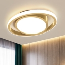Round Bedroom Flush Ceiling Light Acrylic Contemporary LED Flush Mount Lighting Fixture in Gold