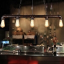 5 Lights Metallic Island Pendant Steampunk Water Pipe Restaurant Hanging Light Fixture
