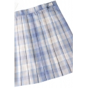 Leisure Women's Skirt Plaid Pattern Pleated Detailed High Rise Invisible Zip Mini Skirt