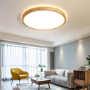 Wood Geometric LED Ceiling Light Fixture Simplicity Acrylic Flush Mount for Living Room