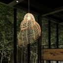 Spiral Shell Shaped Restaurant Pendant Lamp Rattan Single Rustic Suspension Light