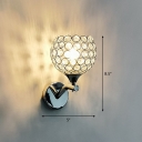 Hollowed-out Dome Wall Light Contemporary Crystal 1 Head Wall Mounted Lamp for Corridor