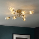Sphere LED Semi Flush Mount Simplicity Clear Glass Gold Close To Ceiling Chandelier