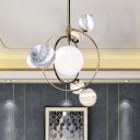 Contemporary Sphere Chandelier Pendant Light Planet Glass Living Room LED Hanging Light in Gold