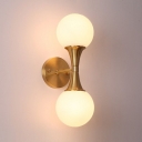 Gold Ball Wall Lighting Fixture Minimalism Frosted White Glass Sconce Lamp for Living Room