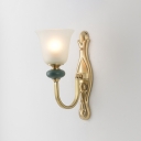 Gold Curved Arm Wall Lighting Transitional Metal Dining Room Wall Mounted Lamp with Lampshade