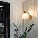 Single-Bulb Wall Light Fixture Vintage Bell Frosted Glass Wall Mounted Lamp in Gold