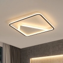 LED Square Ceiling Mounted Light Minimalism Metal Hotel Flushmount Lighting in Black