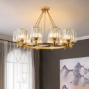 Living Room Chandelier Postmodern Style Pendant Light with Cylinder Crystal Shade