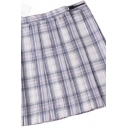 Casual Women's Skirt Plaid Print Invisible Zip Pleated Detail High Waist Regular Fitted A-Line Skirt