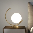 Cream Glass Ball Nightstand Lamp Nordic Style LED Table Lighting in Gold for Bedroom
