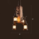 Kerosene Lantern Iron Chandelier Pendant Light Antique Restaurant Hanging Light in Distressed Wood
