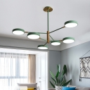 Rotating 2-Tier Pendant Lamp Nordic Metallic Living Room Chandelier with Round Acrylic Shade