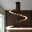 Vintage Elegant Spiral Chandelier Metallic Ceiling Pendant Light with Exposed Bulb Design