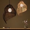 River Snail Shaped Restaurant Hanging Light Bamboo 1 Head Rustic Suspension Light