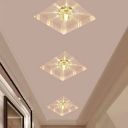 Clear Crystal Flower Flush Ceiling Light Contemporary LED Mini Flush-Mount Light Fixture for Living Room
