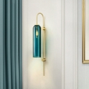 Elongated Dome Living Room Wall Sconce Lighting Glass 1-Light Postmodern Wall Light with Gooseneck Arm