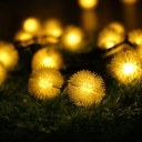 16.4ft Chuzzle Ball Courtyard Solar String Lamp Plastic Art Decor LED Fairy Lighting in White