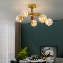 Globe Shade Semi Flush Contemporary Clear Glass Bedroom LED Flush Ceiling Light Fixture
