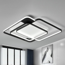 Square LED Flushmount Ceiling Lamp Minimalism Metal Black Flush Mount Light Fixture