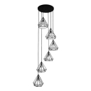 Black Diamond Cage Multi Ceiling Light Vintage 6-Head Metal Hanging Lamp for Stairs