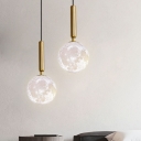 Modern Mini Moon Ball Hanging Lamp Metal Single-Bulb Living Room Ceiling Pendant Light