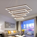 Acrylic 4-Tier Rectangle LED Suspension Light Nordic Style Coffee Chandelier Light for Living Room
