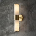 White and Brass Tubular Wall Lamp Postmodern Marble Wall Mount Light Fixture for Bedroom
