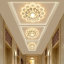 Corridor Ceiling Flush Mount Lamp Modern LED Flush Light with Flower Clear Crystal Shade