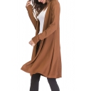 Leisure Womens Cardigan Solid Color Knit Long Sleeve Open Front Longline Loose Fit Cardigan