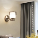 Double-Layer Glass Cylindrical Wall Light Classic 1 Head Bedroom Wall Lighting in Silver