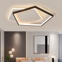 Pentagonal LED Flush Mount Modern Acrylic Black and White Flushmount Ceiling Light