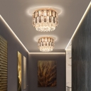 Drum Shaped Foyer Flushmount Lighting K9 Crystal 3-Bulb Minimalist Ceiling Flush Light