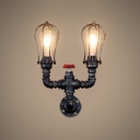 Wrought Iron Bronze Wall Sconce Water Pipe Industrial-Style Wall Mount Light Fixture